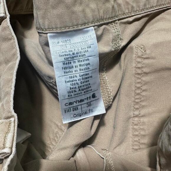 Vintage Carhartt Tan Carpenter Shorts Mens 38" Baggy Skater Jorts Jean Shorts - Picture 3 of 5